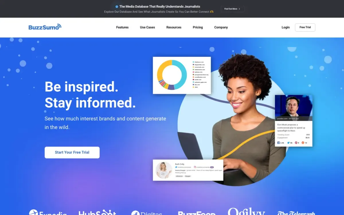 BuzzSumo website, above the fold