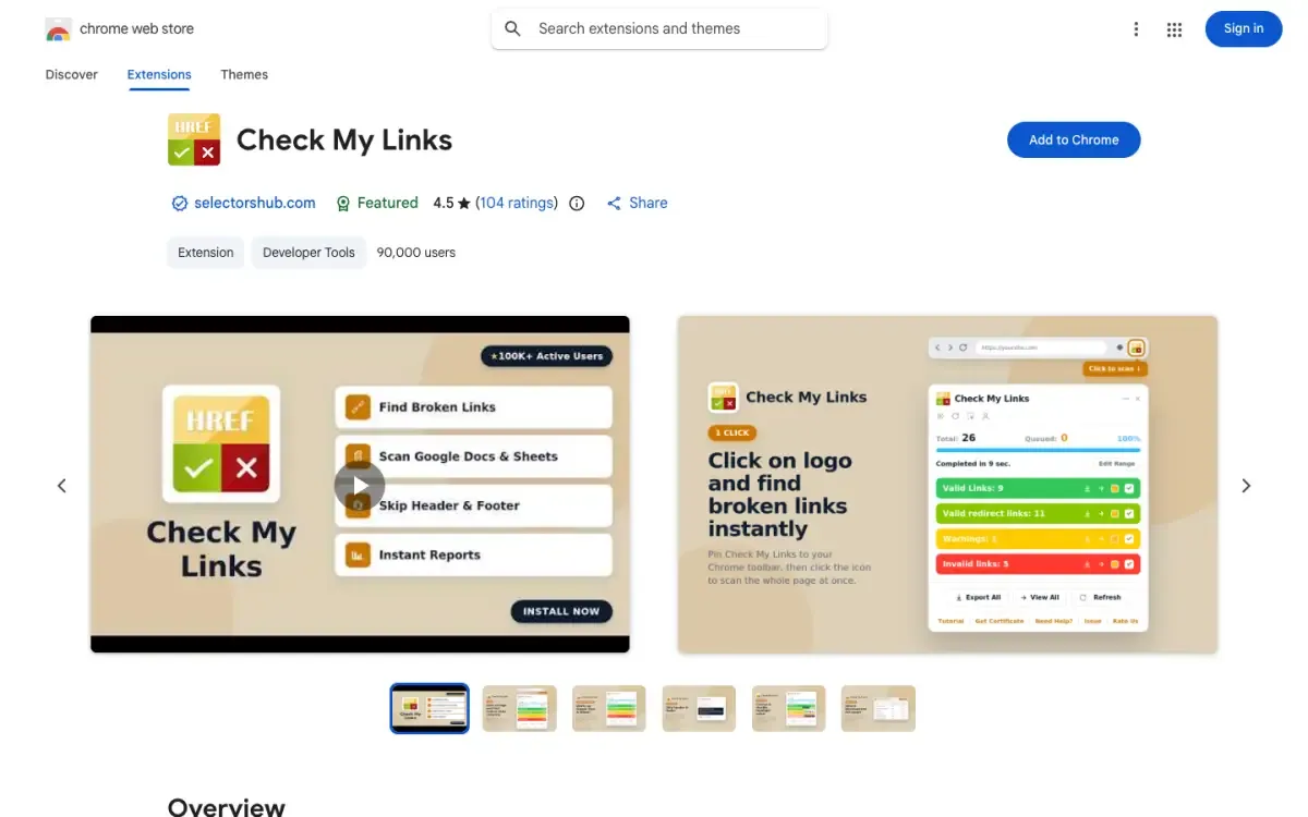 Check My Links website, above the fold
