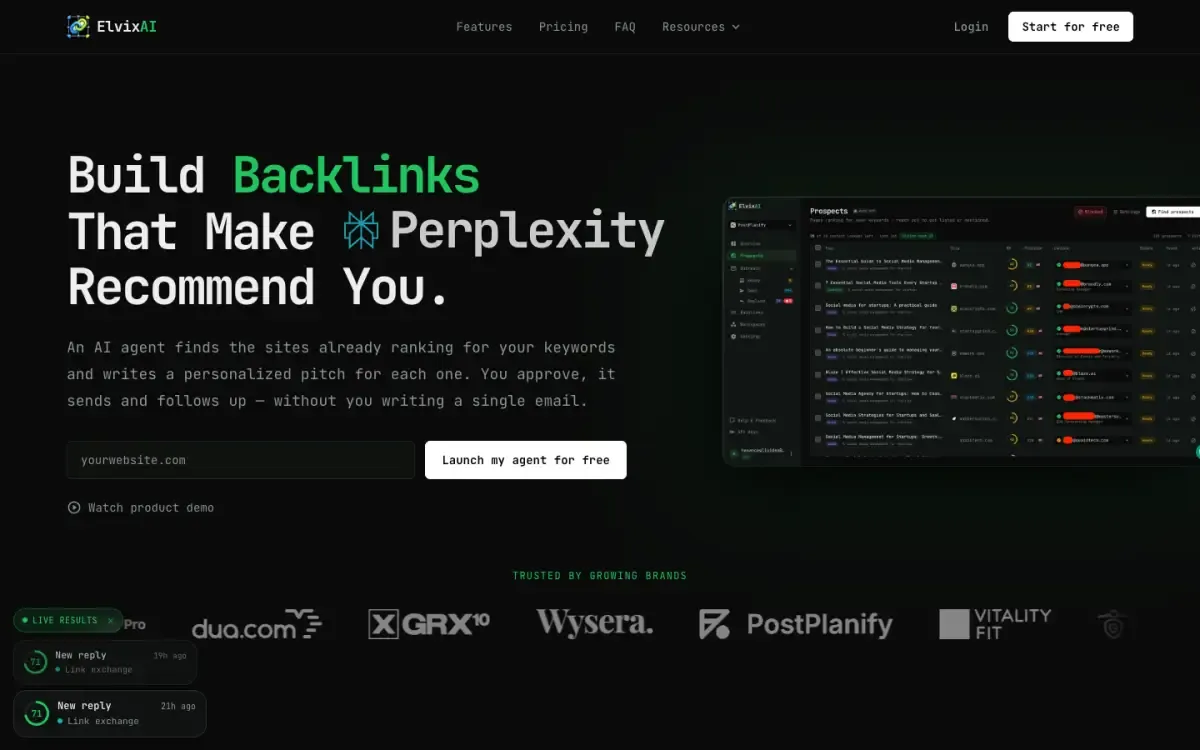 ElvixAI website, above the fold