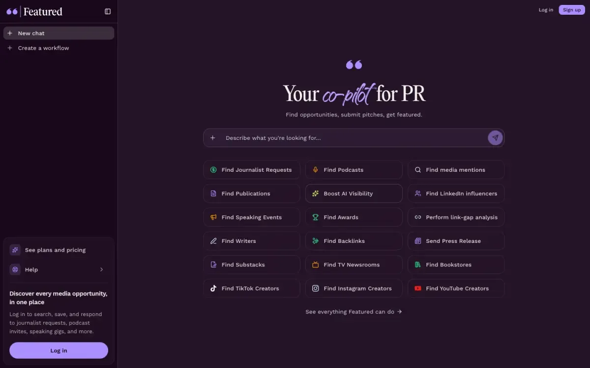 Featured.com website, above the fold